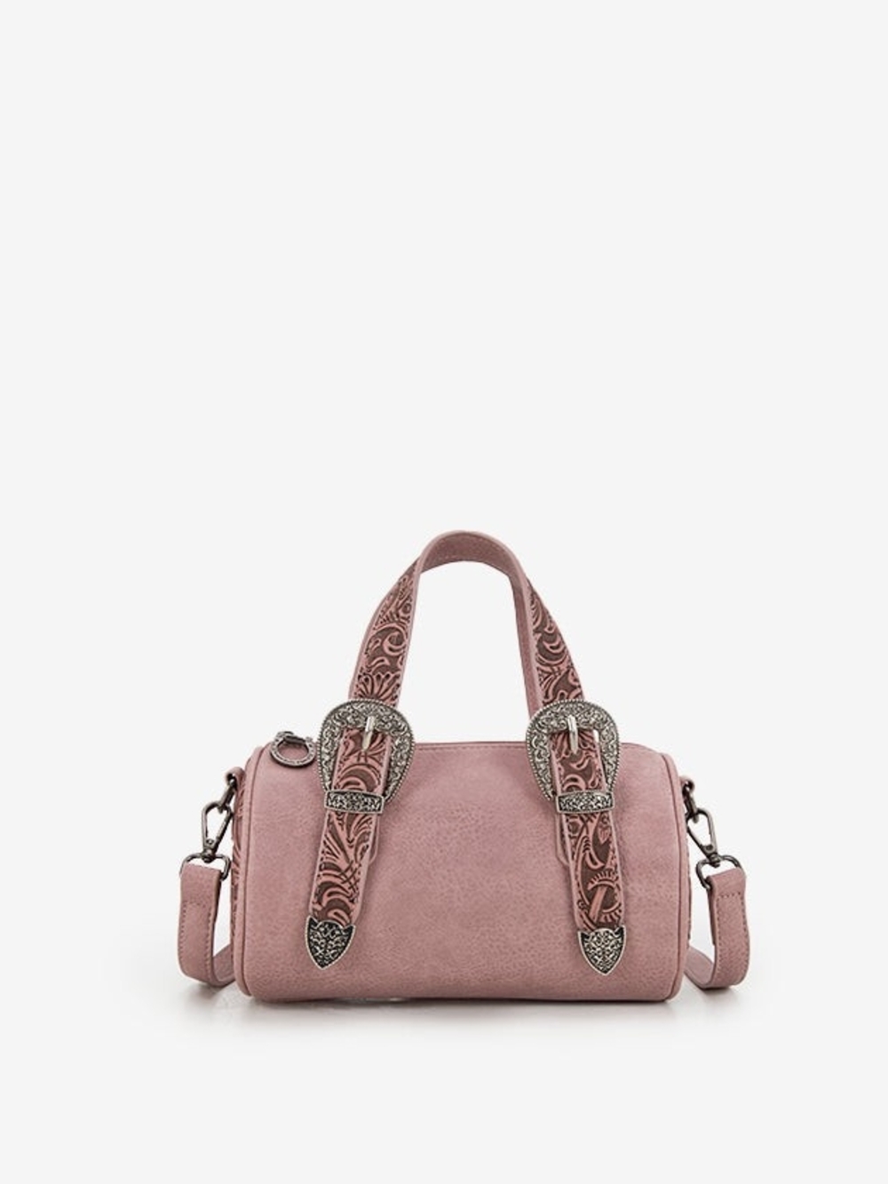 Montana West Dusty Pink Embossed Buckle Barrel Bag